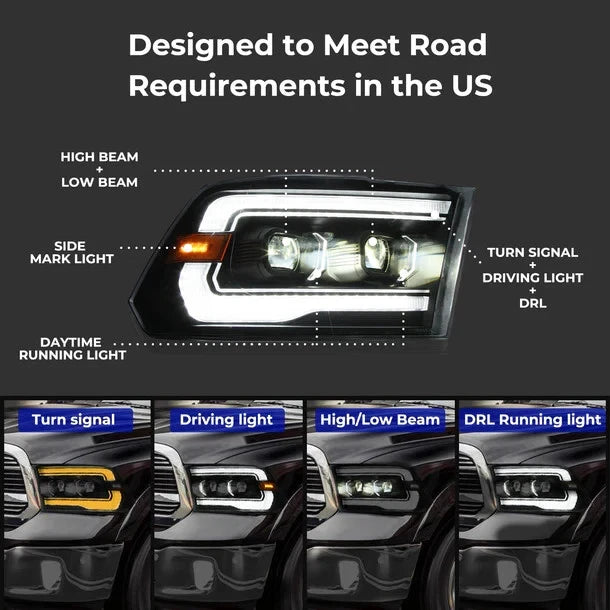 NTXGlow LED Headlights (2009-18 Dodge Ram 1500 & 2013-18 Ram 2500)