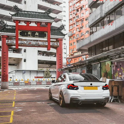 NTXGlow Smoke White LED GTS Tail Lights (2014-2021 BMW 2-Series F22, F23, F87 M2)