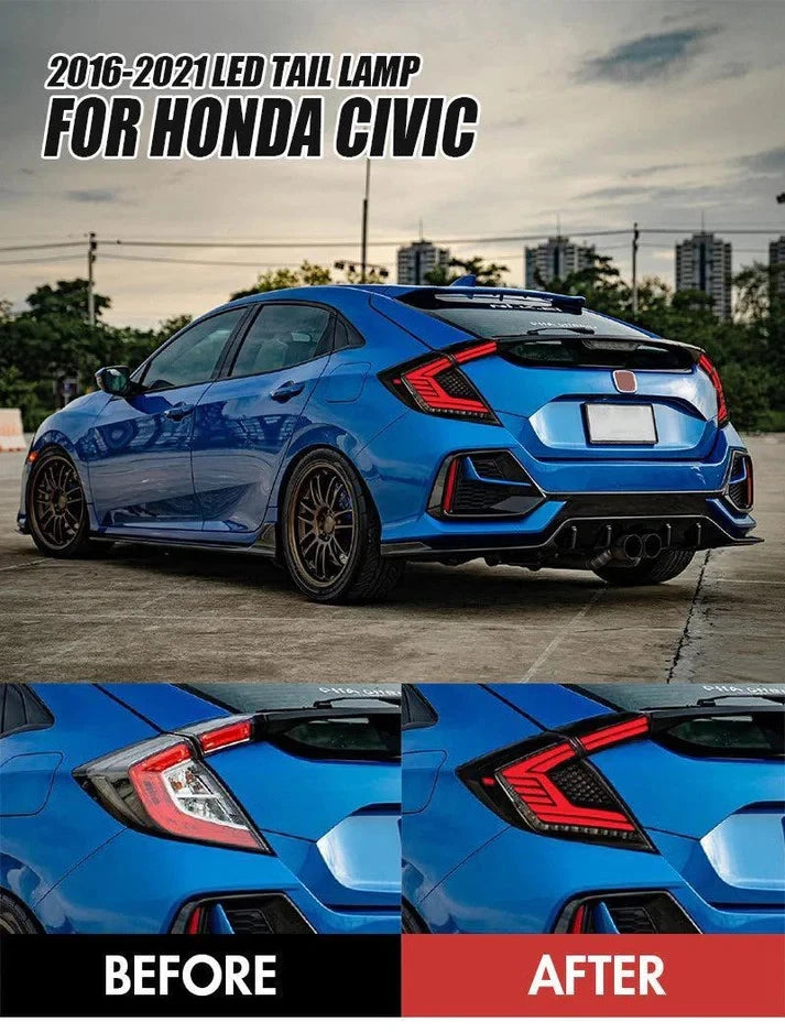 NTXGlow LED Tail Lights 2016-2021 Honda Civic Hatchback (Two Compartments)