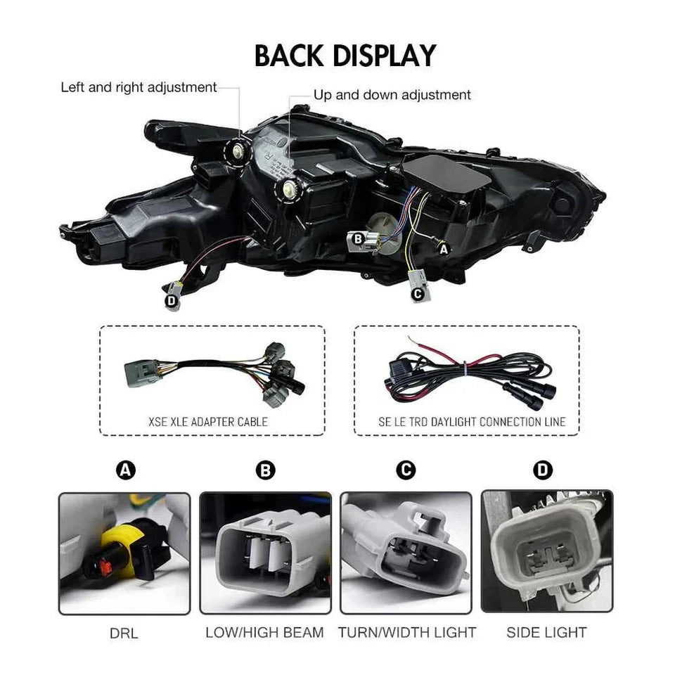 NTXGlow Carbon Fiber LED Headlights (2018-2024 Toyota Camry 8th Gen)