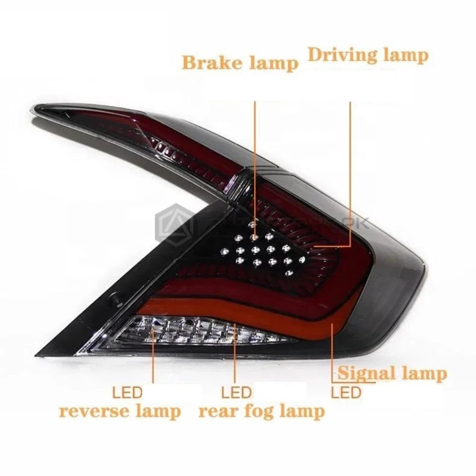 NTXGlow Clear Red LED Tail Lights (2016-2021 Honda Civic 10th)