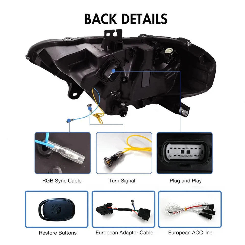 NTXGlow RGB Headlights (2018-2023 Ford Mustang S650)