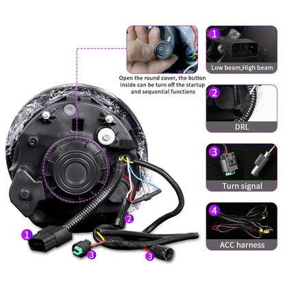 NTXGlow LED Headlights with Smoke Trims (2001-07 BMW Mini Cooper R50 R52 R53)