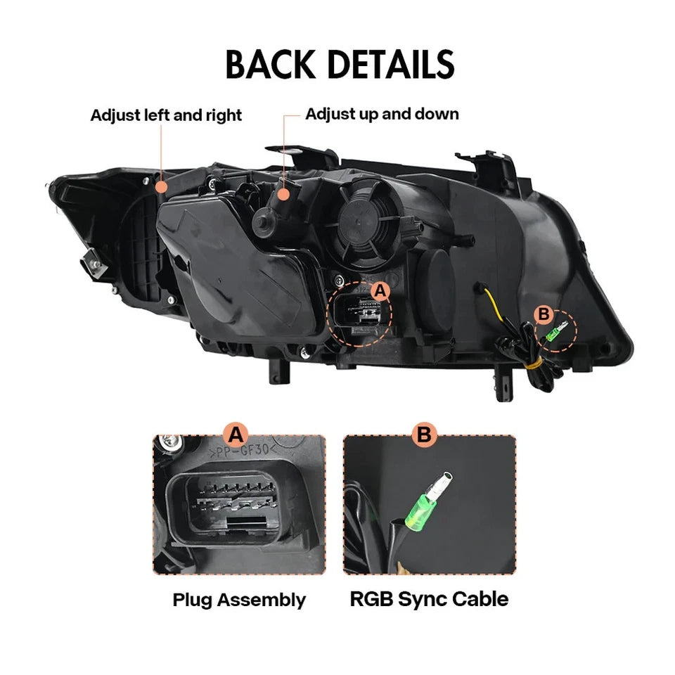 NTXGlow RGB Halogen Headlights (2009-12 BMW 3-Series E90 E91 320i 323i 325 330 335)