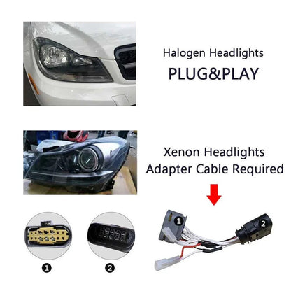 NTXGlow Clear LED Headlights (2007-2014 Mercedes-BENZ C-Class W204)