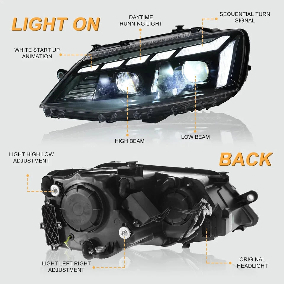 NTXGlow Start-up Animation LED Headlights (2012-18 Volkswagen Jetta MK6)