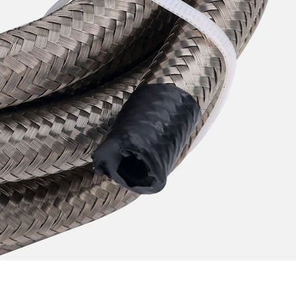 10AN/8AN/6AN Fitting Stainless Steel Braided Oil Fuel Hose Line Kit 5Feet Silver