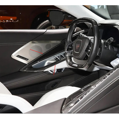 Dry Carbon Fiber Interior Door Bow Cover Trim for Chevrolet Corvette C8