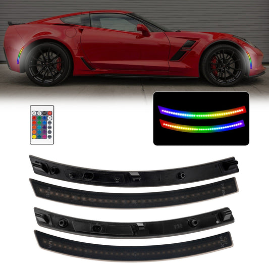 CORVETTE 14-19 FRONT/REAR RGB DYNAMIC LED SIDE MARKERS w/ REMOTE