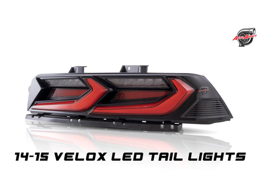 2014-2015 CHEVY CAMARO VELOX LED TAILLIGHTS GLOSS BLACK/RED LENS