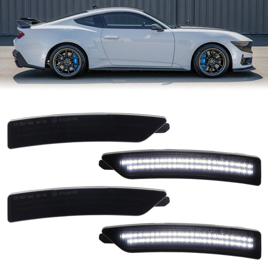 MUSTANG 24-26 FRONT/REAR SMOKED LED SIDE MARKERS