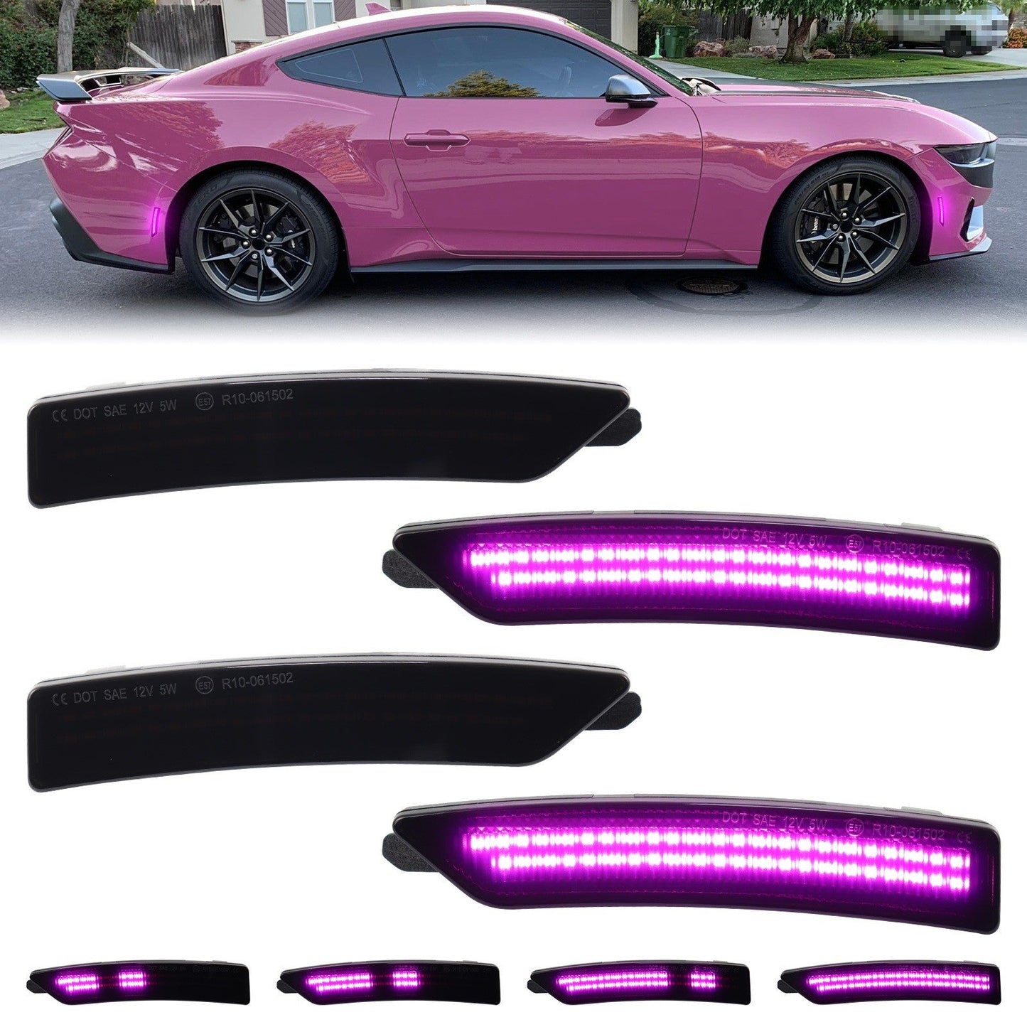 MUSTANG 24-26 FRONT/REAR DYNAMIC SMOKED LED SIDE MARKERS