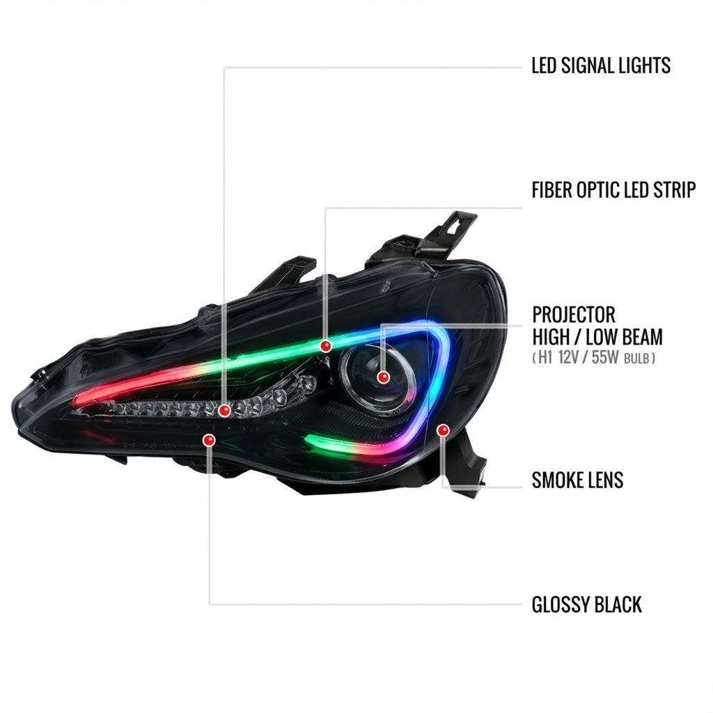 NTXGLOW RGB headlights (2012 - 2017 Toyota 86 / Scion FRS headlights)