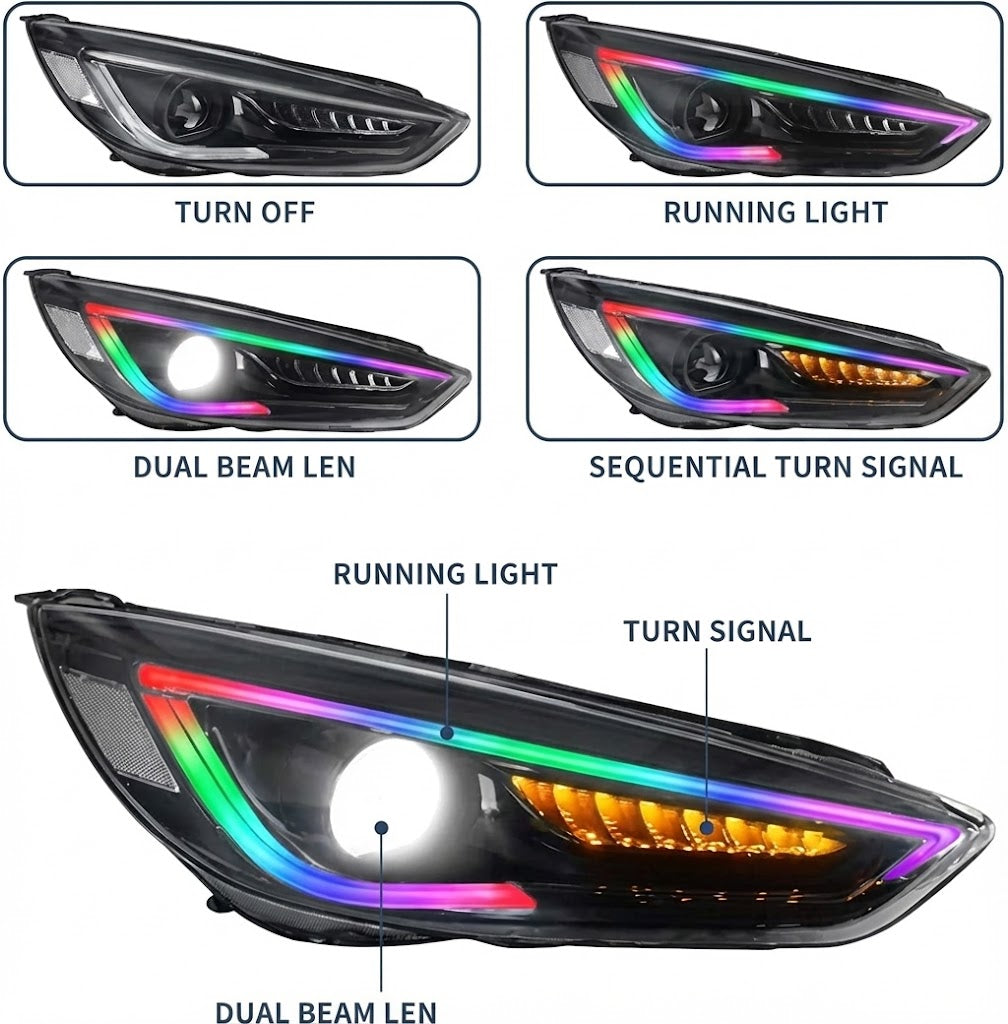 Led Rgb Focus NTXGLOW RGB headlights (2015 - 2018 Ford Focus) – NTXGlow