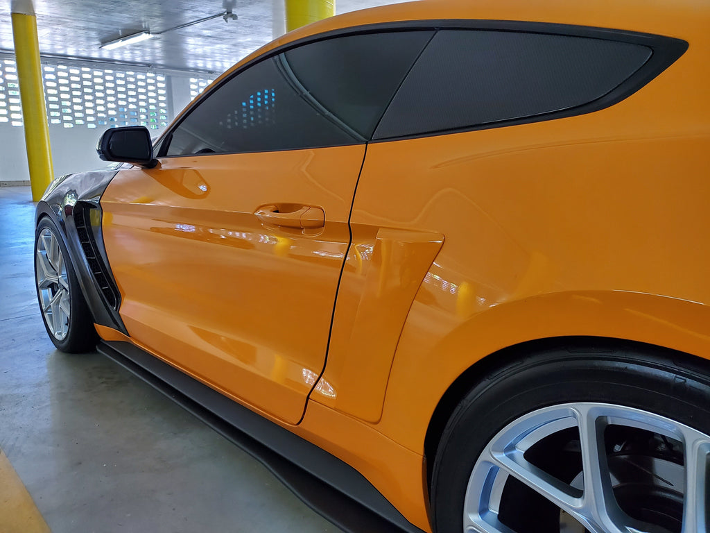 2015 - 2020 Mustang Carbon Fiber Type-Flat Side Window Louvers (Pair)