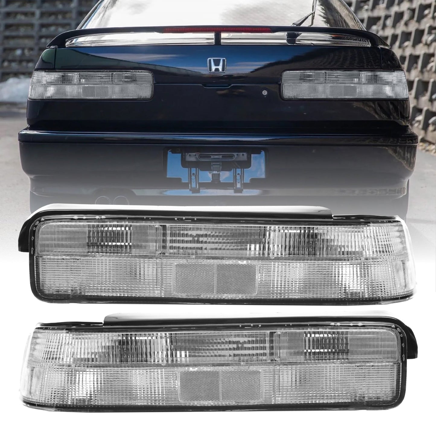 1990-1993 Acura Integra 2D Coupe DA DB All Clear JDM Style Tail Lights - Made by Unique Style Racing