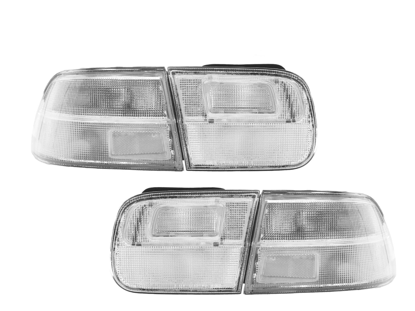 1992-1995 Honda Civic 2D Coupe / 4D Sedan JDM EG Style All Clear 3PC Tail Lights - Made by Unique Style Racing