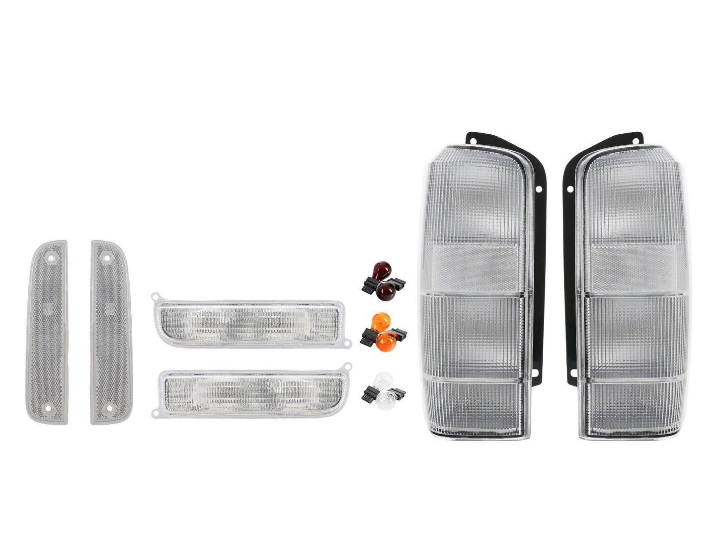 1997-2001 Jeep Cherokee XJ All Clear Tail Lights + Bumper Lights + Corner Lights 6PC COMBO - Made by DEPO