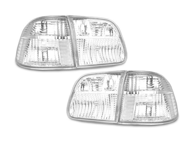 1999-2000 Honda Civic 4D Sedan EK JDM Style All Clear Lens Tail Light - Inner + Outer, total of 4 Pieces