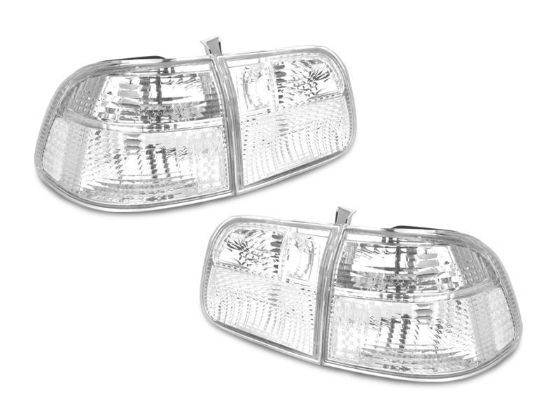 1999-2000 Honda Civic 4D Sedan EK JDM Style All Clear Lens Tail Light - Inner + Outer, total of 4 Pieces