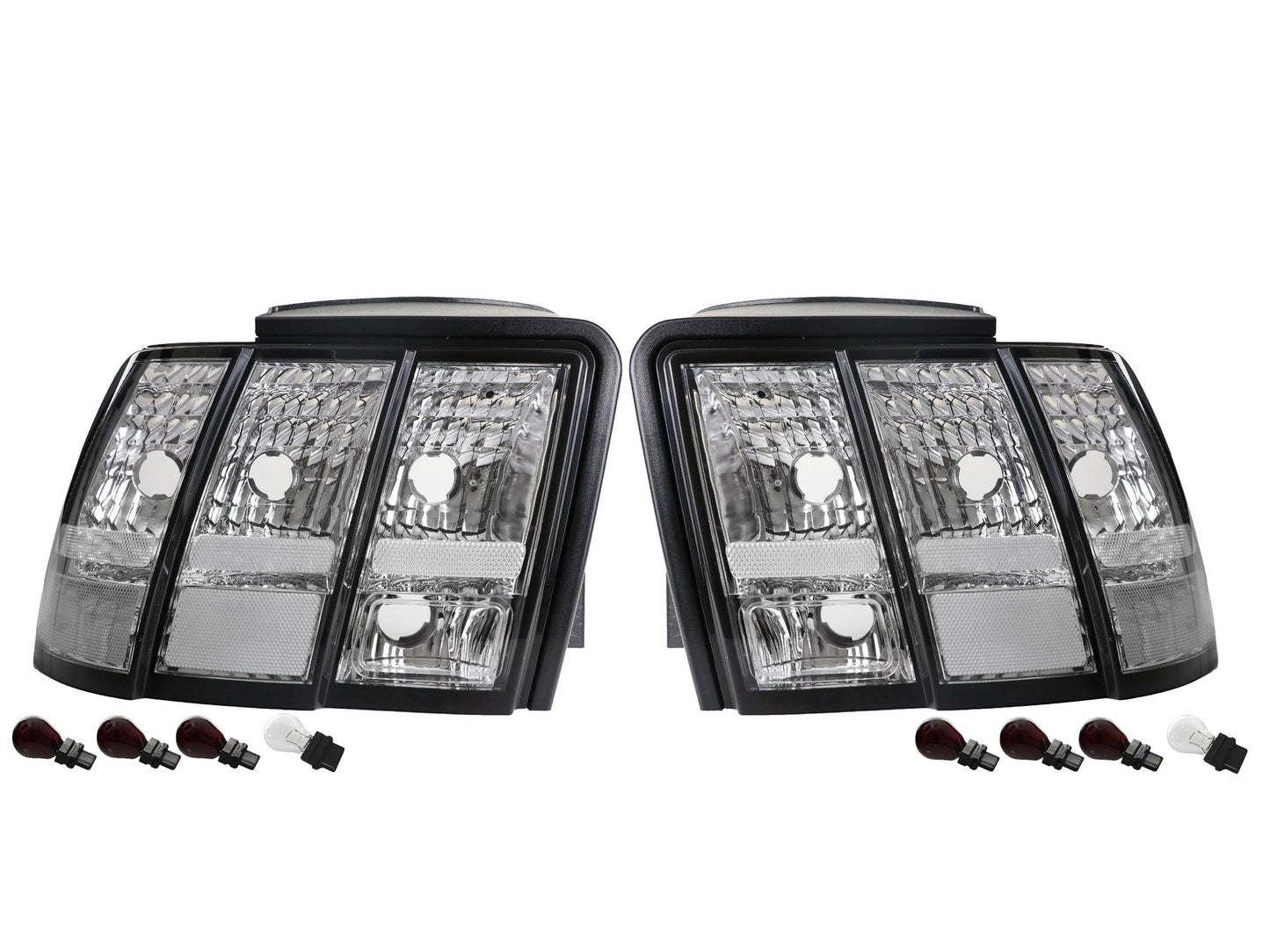 1999-2004 Ford Mustang V6 GT New Edge All Clear Euro Style Tail Light - Made by DEPO