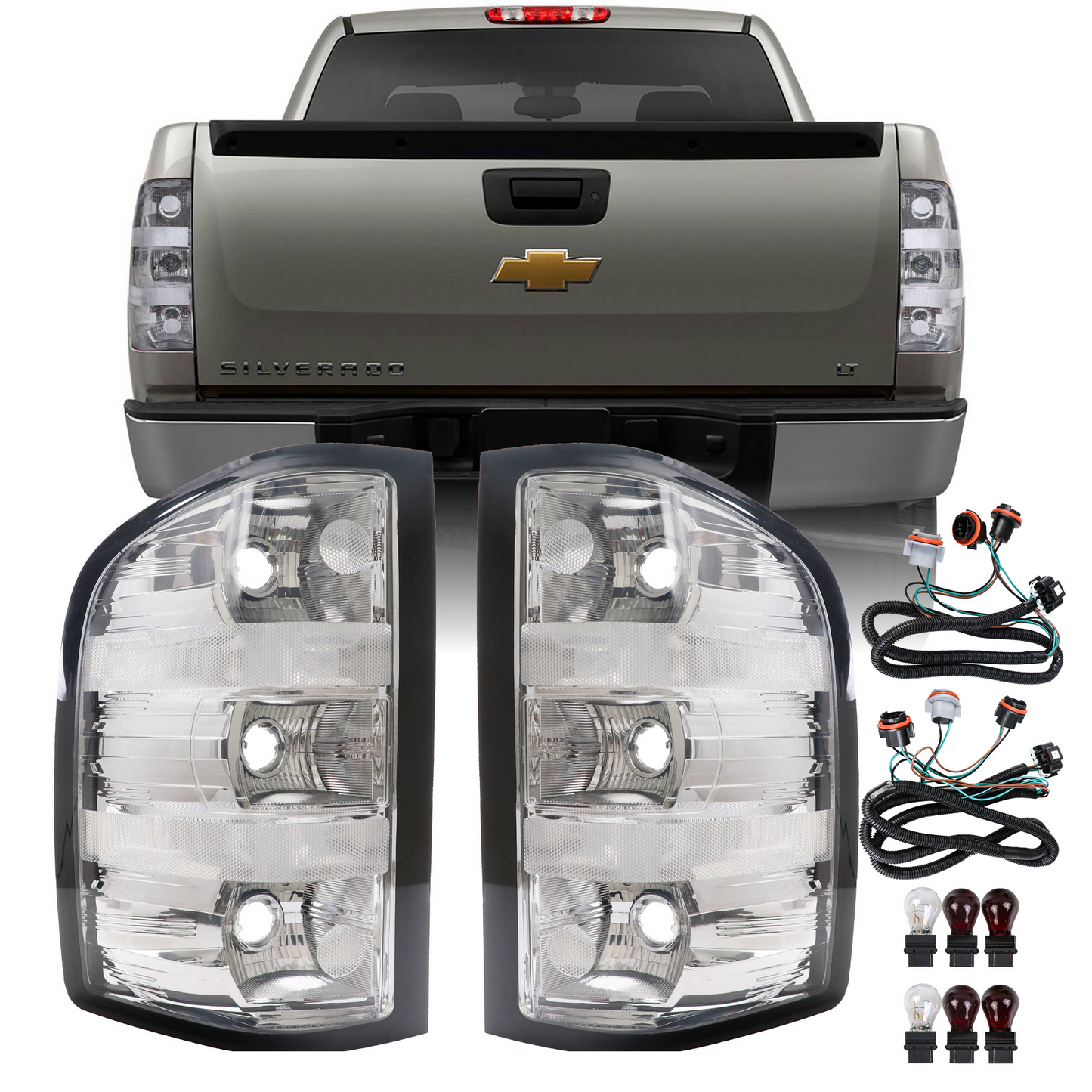 2007-2014 Chevy Silverado Pickup / 2007-2013 GMC Sierra Truck All clear Tail Lights - Made by DEPO