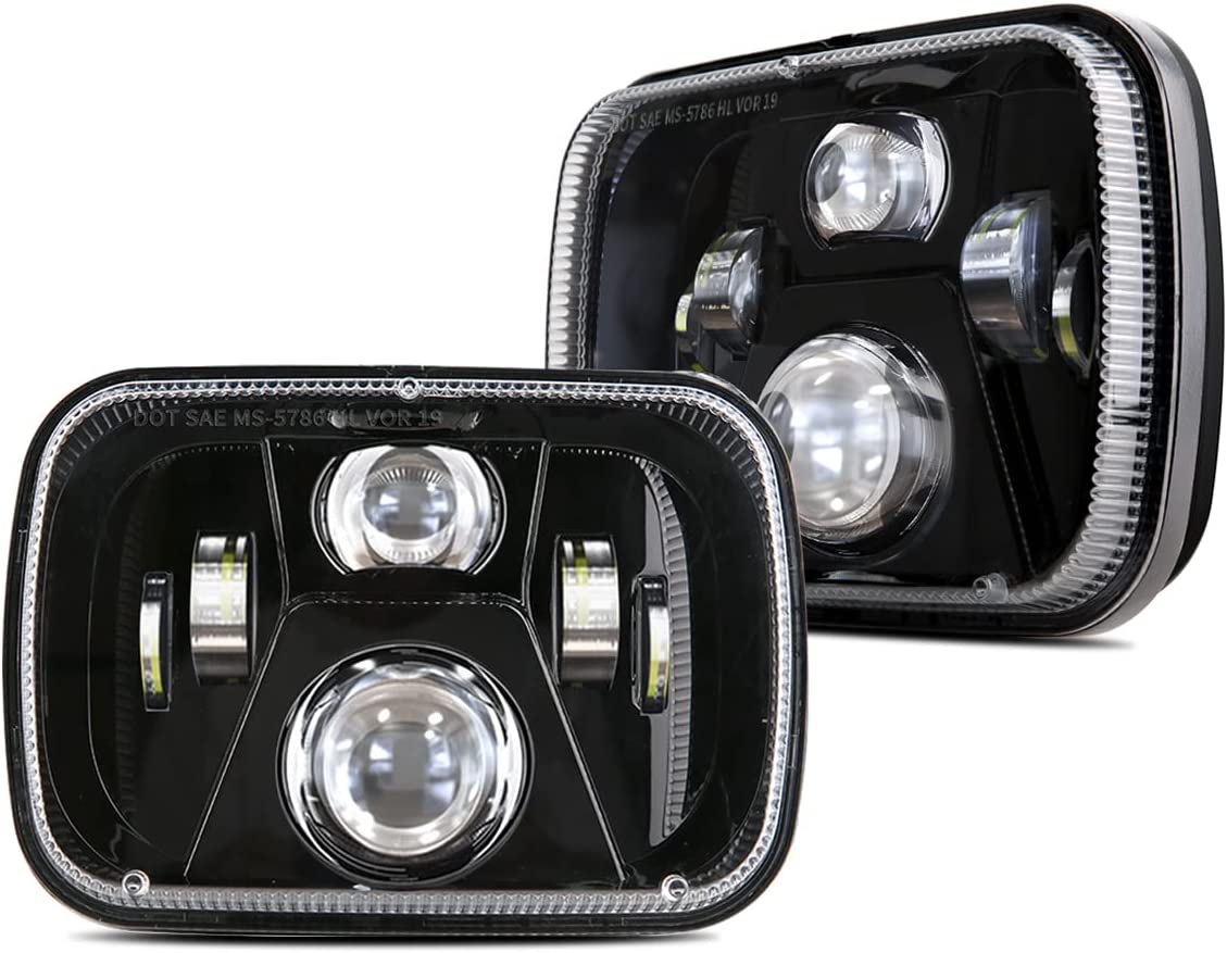 7x6 5x7 H6054 LED Headlights H6054 High Low Sealed Beam DOT 110W 8400lm Compatible with Jeep Cherokee XJ Wrangler YJ Comanche MJ GMC Savana Safari Ford Replacement Black
