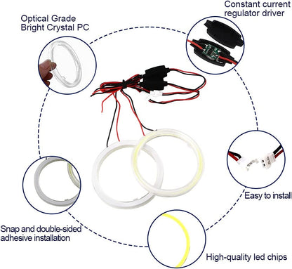 Qasim 1 Pair Of Cob LED Ojos De Ngel Cosmetic Rings For Headlights From 12 V To 24