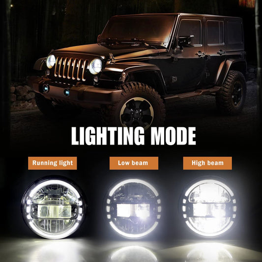 DOT Approved 7" LED Headlights for 1997-2018 Jeep Wrangler JK LJ CJ TJ, Exclusive Patent Hummer H1 H2-2020 Headlights.