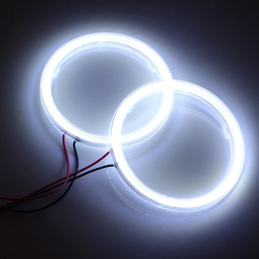 Qasim - 1 pair of COB LED Ojos de Ángel cosmetic rings for headlights, from 12 V to 24 V.