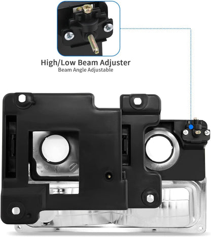 DWVO Headlight Assembly Compatible with 1994-1999 Chevy C/K Series 1500, 2500, 3500/Tahoe/Suburban/Silverado w/Corner/Bumper Light (Chrome)