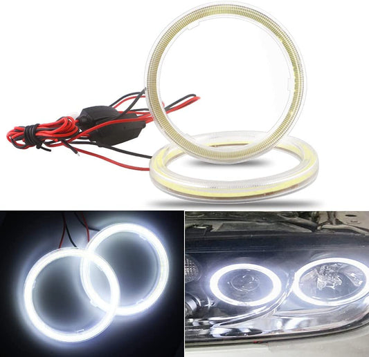 Qasim - 1 pair of COB LED Ojos de Ángel cosmetic rings for headlights, from 12 V to 24 V.