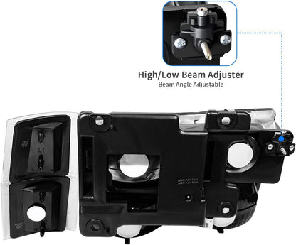 Dwvo Headlight Assembly Compatible With 19941999 Chevy Ck Series 1500 2500 3500tahoesuburbansilverado Wcorner And Bumper Lights Black Housing