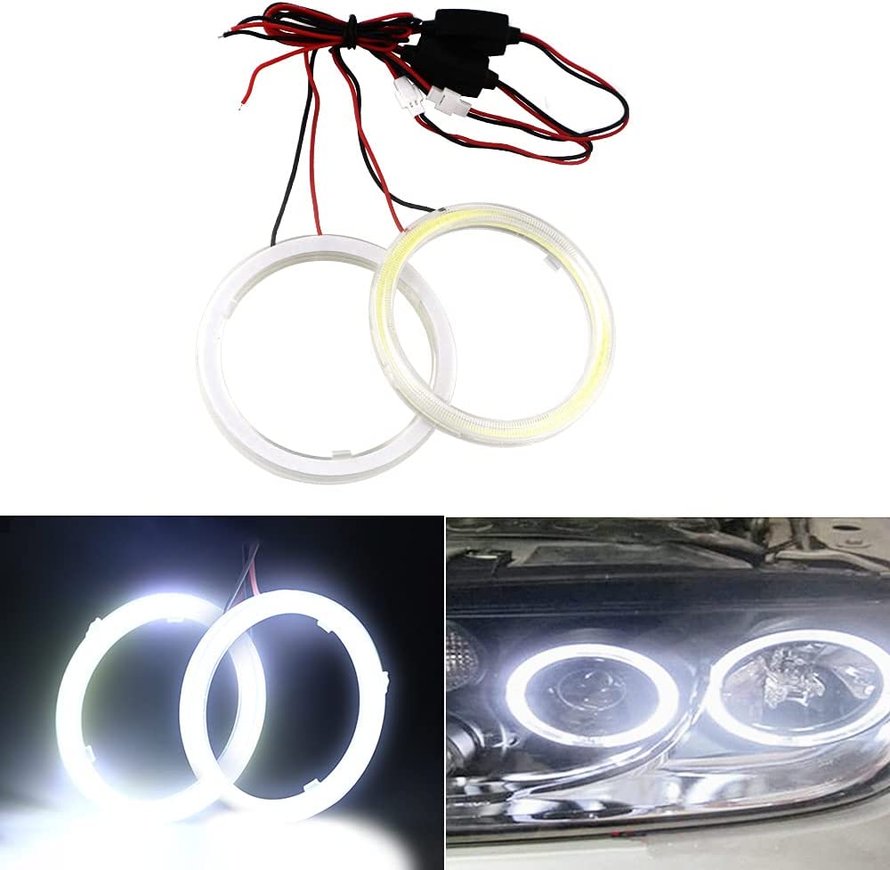 Qasim - 1 pair of COB LED Ojos de Ángel cosmetic rings for headlights, from 12 V to 24 V.