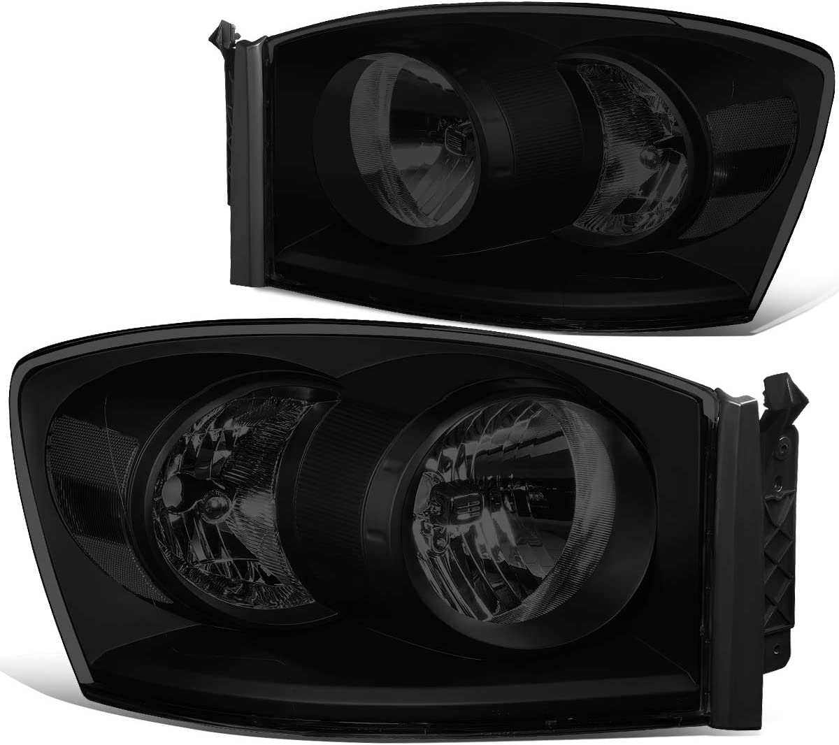 Auto Dynasty Factory Style Headlights Compatible with 06-09 Dodge Ram 1500 2500 3500 - Driver and Passenger Side - Clear Lens with Chrome Housing