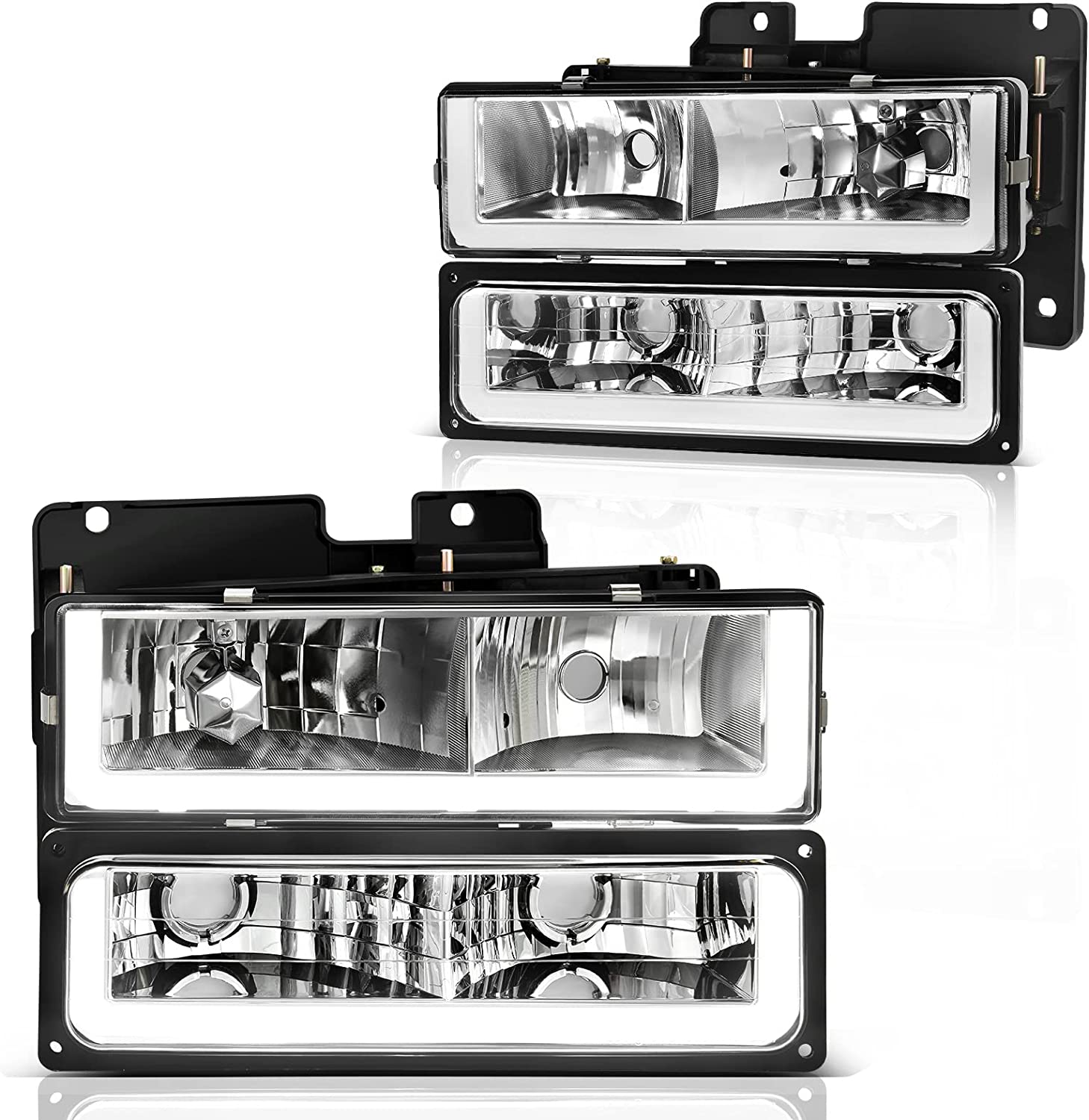 DWVO Headlight Assembly Compatible with 1994-1999 Chevy C/K Series