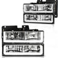 DWVO Headlight Assembly Compatible with 1994-1999 Chevy C/K Series 1500, 2500, 3500/Tahoe/Suburban/Silverado, w/Corner and Bumper Lights, Black Housing