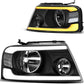 DWVO Headlight Assembly Compatible with 2004 2005 2006 2007 2008 Ford F150 Pickup Driver and Passenger Side Chrome Housing Amber Reflector
