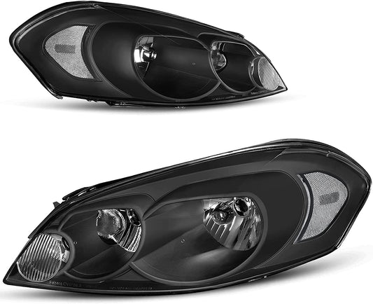 AUTOSAVER88 Headlight Assembly Compatible with 2006-2013 Chevy Impala 06 07 Chevy Monte Carlo Replacement Headlamp Driving Light Black Housing Clear Reflector Clear Lens 25958359 25958360 A Black Housing Clear Reflector Clear Lens OE Replacement