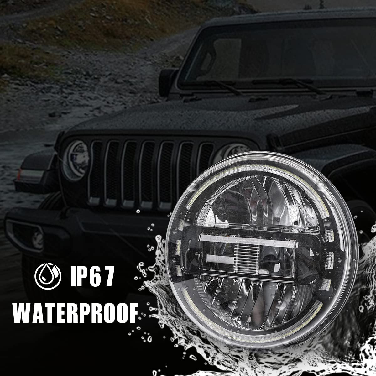 DOT Approved 7" LED Headlights for 1997-2018 Jeep Wrangler JK LJ CJ TJ, Exclusive Patent Hummer H1 H2-2020 Headlights.