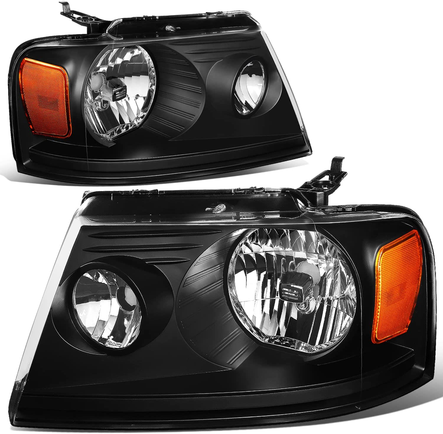 DNA MOTORING HL-OH-F1504-CH-AM Chrome Amber Headlights Replacement