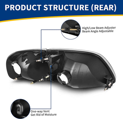 Headlight Assembly, Headlight Replacement, Fits 97-03 Ford F-150/97-02 Ford Expedition Pickup