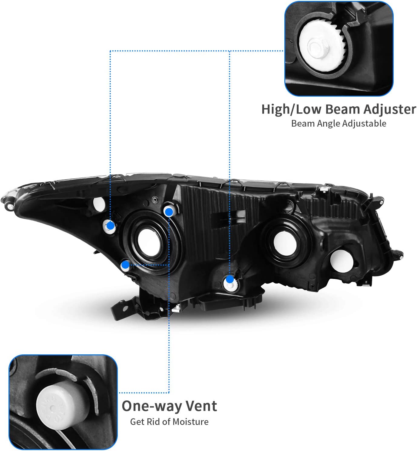 DWVO Headlight Assembly Compatible with 08-12 Accord 4-Door Sedan 2008 2009 2010 2011 2012 Black Housing Clear Lens Amber Reflector