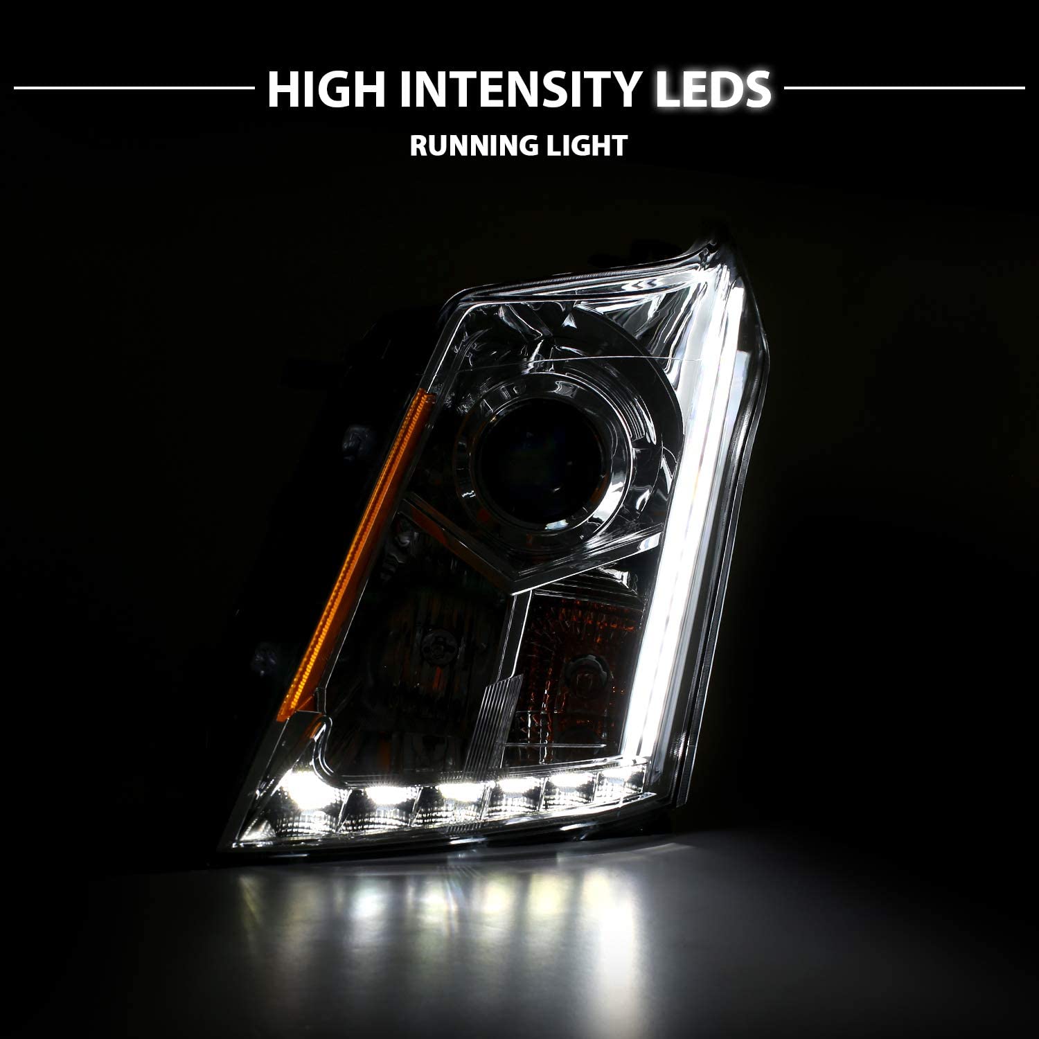 AmeriLite Chrome Projector Replacement Headlights & LED Boards for