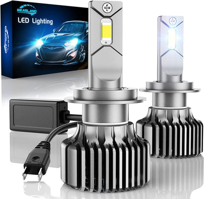 Beamland H7 LED Headlight Bulbs, 110W 20000 Lumens Per Set, Super Bright CSP Chips, LED Headlight Conversion Kit, 6500K Cool White with 12000RPM Fan, 2-Pack