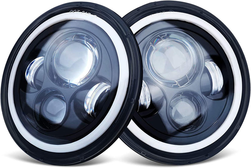 7 Inch H6024 Round LED Headlights Black High Low Sealed Beam H4h13 Adapter Compatible With Jeep Wrangler Jk Tj Lj Cj Hum