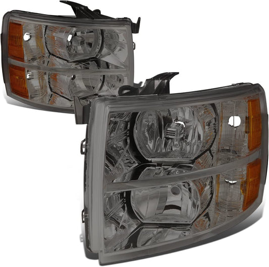 DNA Motoring HL-OH-CSIL07-SM-AM Smoke Lens Amber Headlights Compatible with 07-13 Silverado 1500 Smoke / Amber 07-13 Silverado 1500