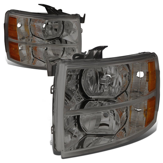 DNA Motoring HL-OH-CSIL07-SM-AM Smoke Lens Amber Headlights Compatible with 07-13 Silverado 1500 Smoke / Amber 07-13 Silverado 1500