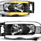 Headlights Assembly for 2002-2005 Dodge Ram Pickup Headlight Replacement Driving Light Chrome Housing Red Reflector Clear Lens