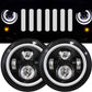GXENOGO 7 Inch LED Halo Headlights with Turn Signal Amber White DRL Compatible with 2007-2017 Jeep Wrangler JK JKU Headlamp Replacement-1 Pair Black